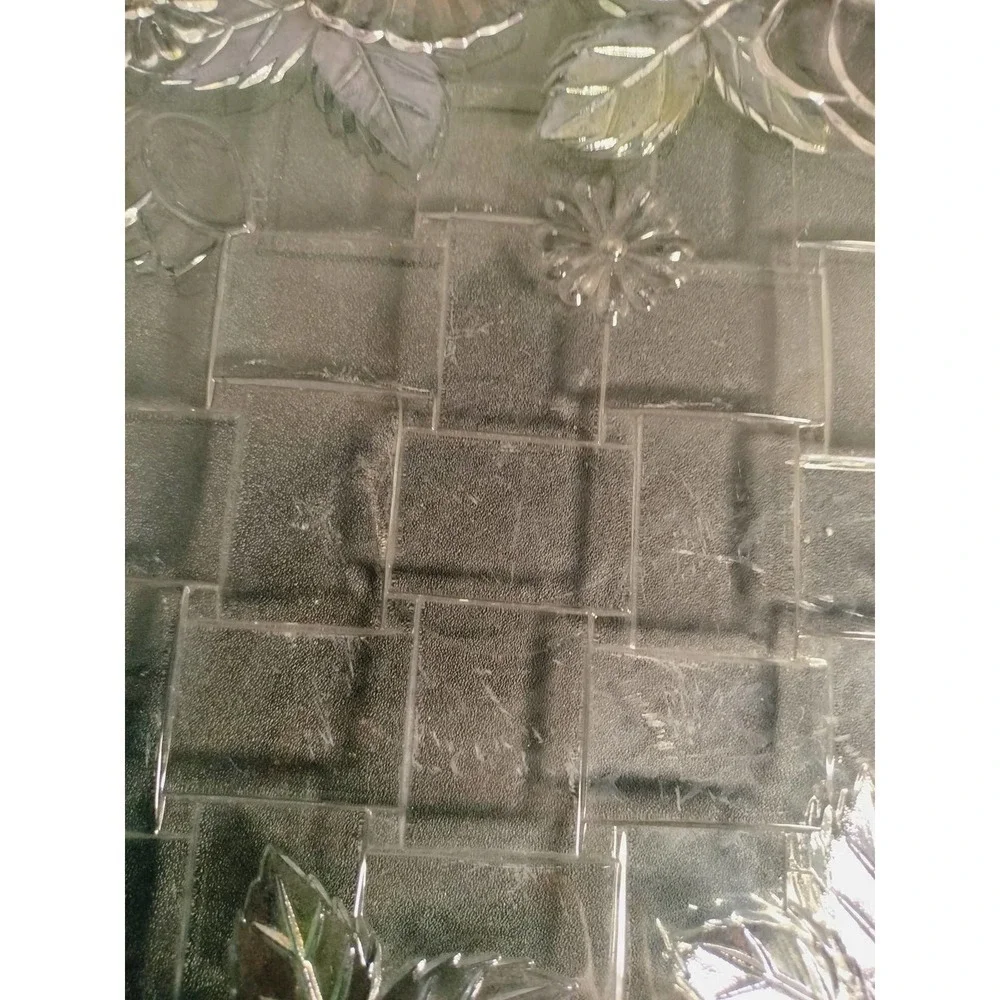 Riccardo Serving tray vintage lead crystal w/ pastel accent lattice pattern